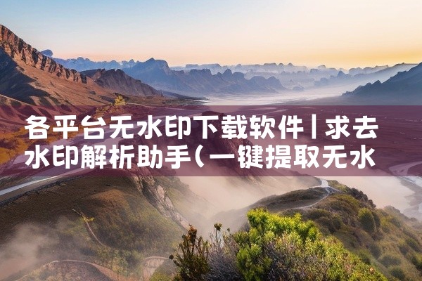 各平台无水印下载软件