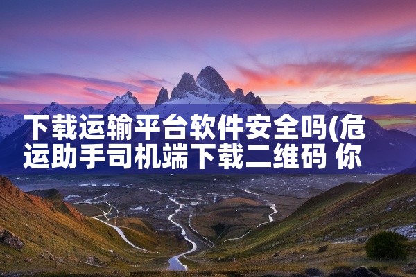 下载运输平台软件安全吗